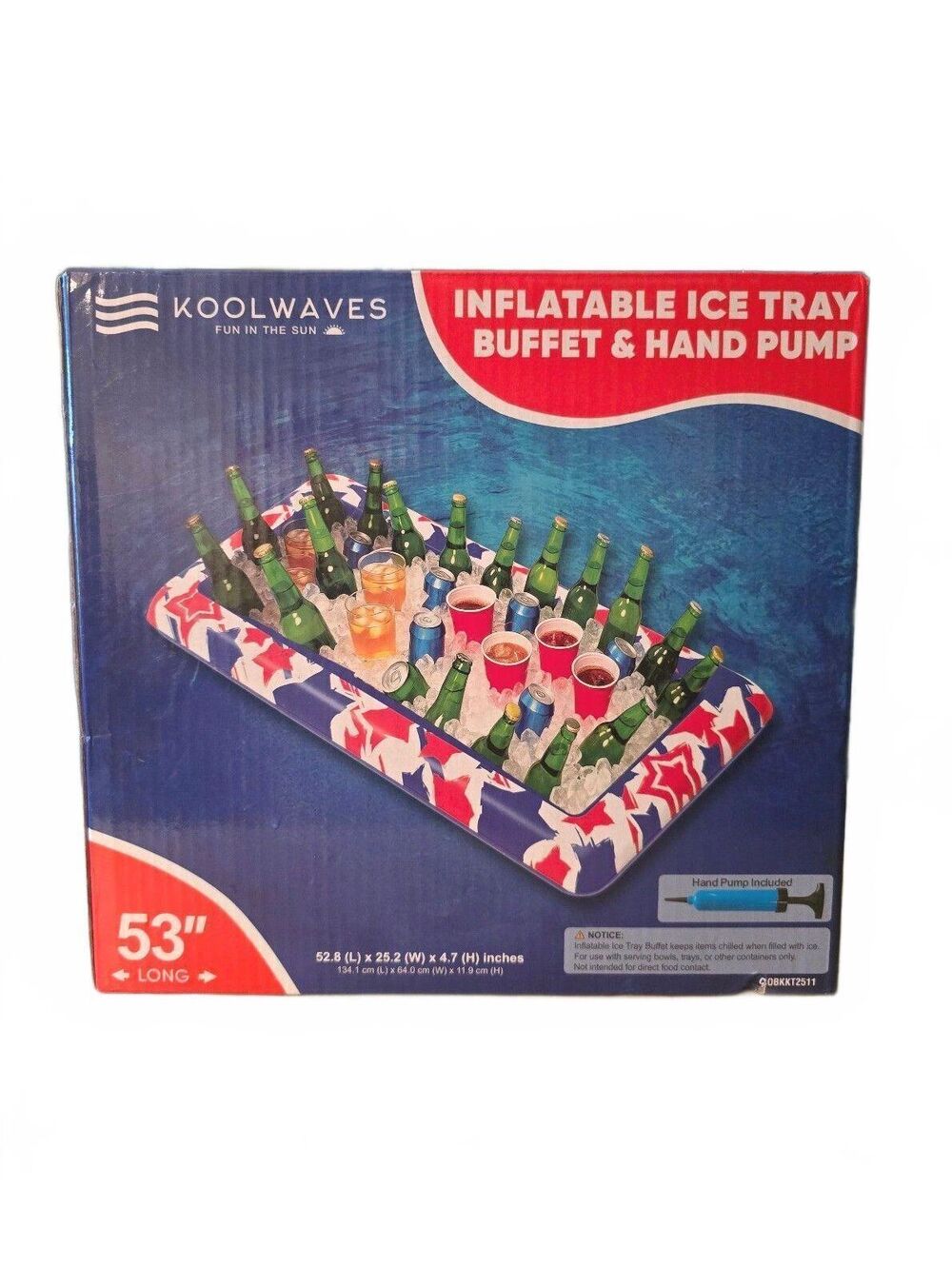 Koolwaves 53" Inflatable Ice Tray Buffet & Hand Pump Chiller Bar